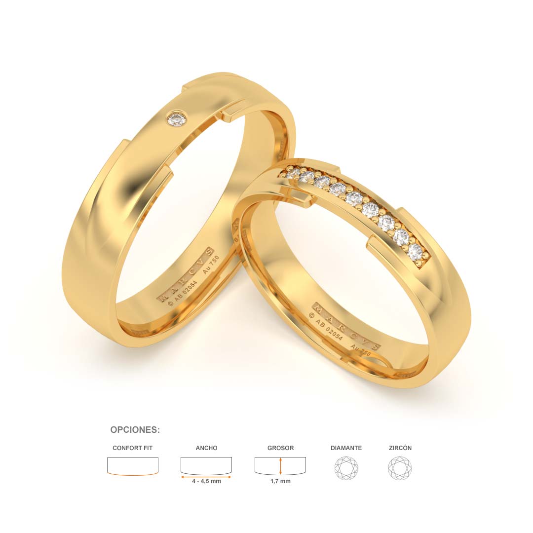 ALIYAH ANILLOS DE BODA ORO AMARILLO 18K - JOYERIA MARCVS