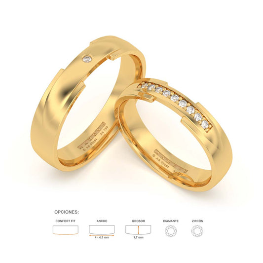ALIYAH ANILLOS DE BODA ORO AMARILLO 18K - JOYERIA MARCVS
