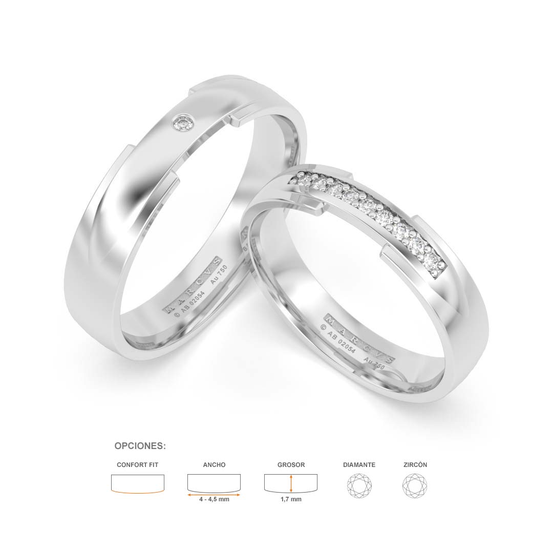 ALIYAH ANILLOS DE BODA ORO BLANCO 18K - JOYERIA MARCVS