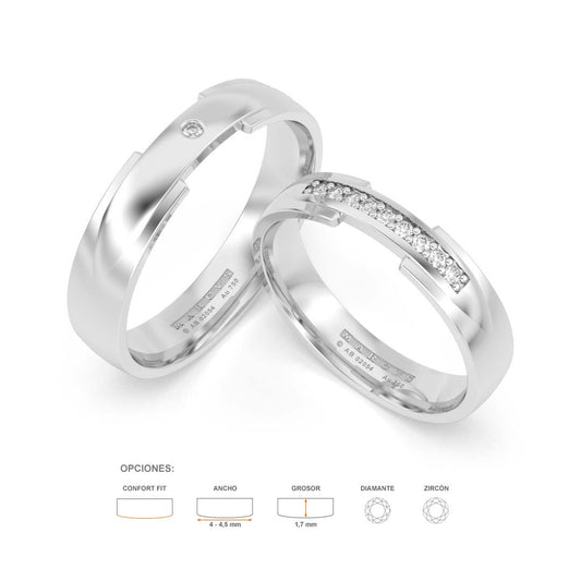ALIYAH ANILLOS DE BODA ORO BLANCO 18K - JOYERIA MARCVS