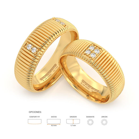 ASHTON ANILLOS DE BODA ORO AMARILLO 18K - JOYERIA MARCVS