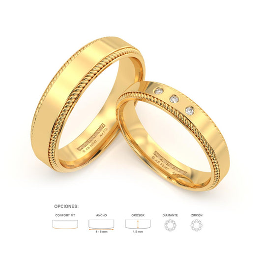 BONNIE ANILLOS DE BODA ORO AMARILLO 18K - JOYERIA MARCVS