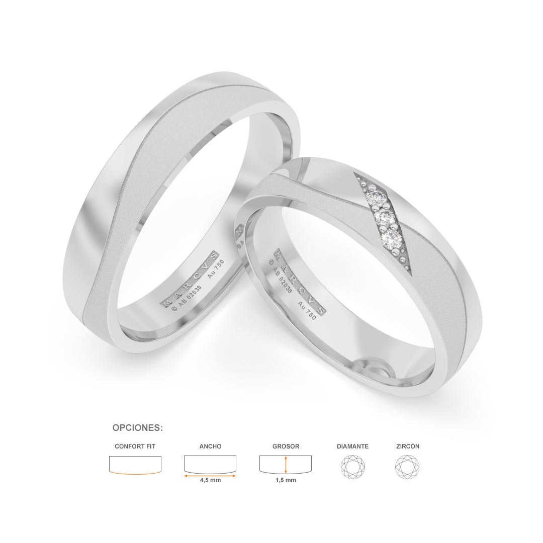 JOSIANE WEDDING RINGS 18K WHITE GOLD - MARCVS JOYEROS