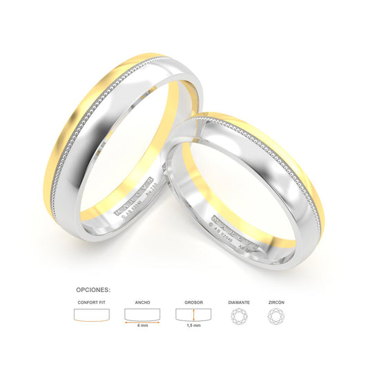 DAINEN LUM ANILLOS DE MATRIMONIO BICOLOR ORO 18K - JOYERIA MARCVS