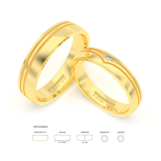 DAKU ANILLOS DE BODA ORO AMARILLO 18K - JOYERIA MARCVS