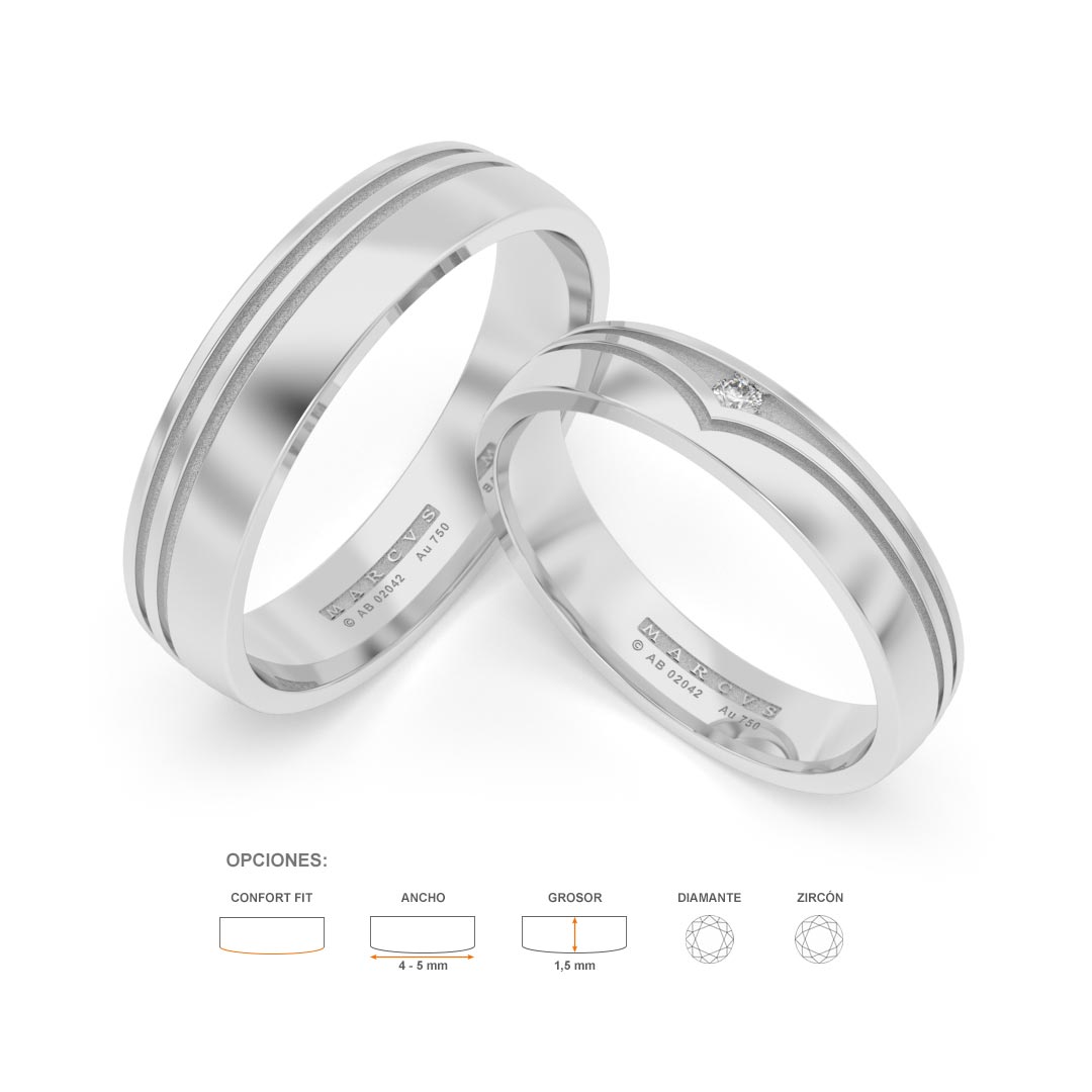 DAKU ANILLOS DE BODA ORO BLANCO 18K - JOYERIA MARCVS