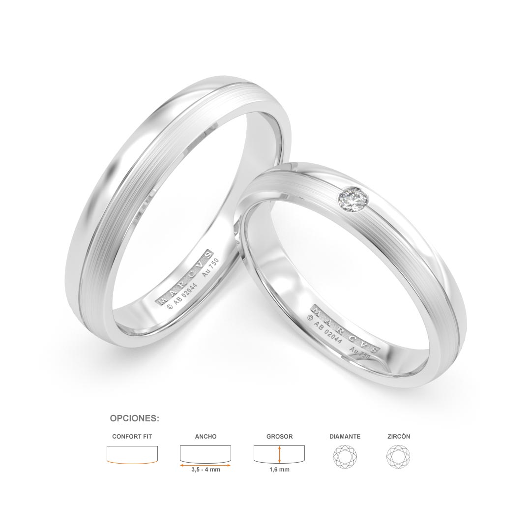 DIMITY ANILLOS DE BODA ORO BLANCO 18K - JOYERIA MARCVS