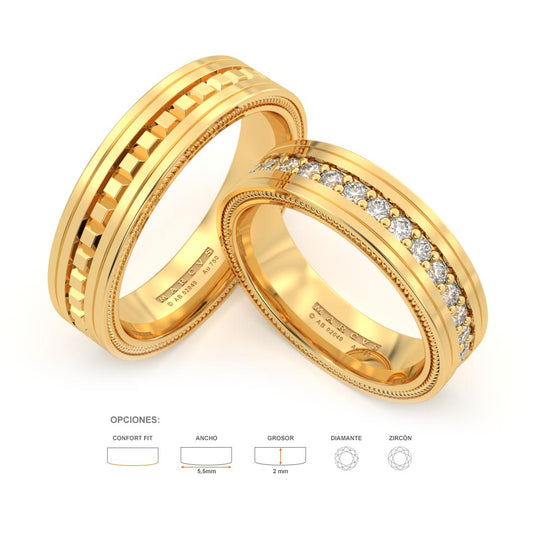HAZEL ANILLOS DE BODA ORO AMARILLO 18K - JOYERIA MARCVS