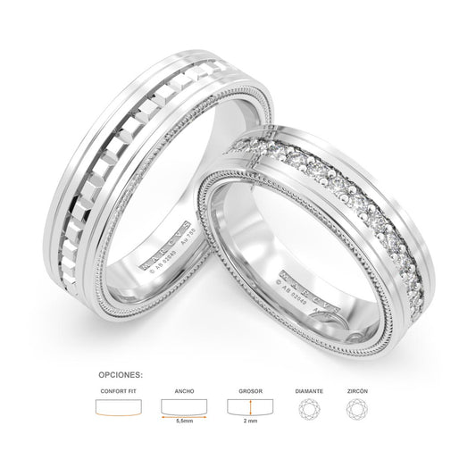 HAZEL ANILLOS DE BODA ORO BLANCO 18K - JOYERIA MARCVS