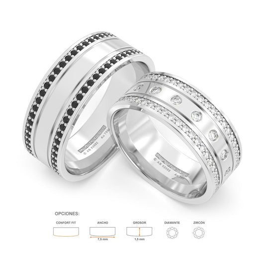 KAIYA ANILLOS DE BODA ORO BLANCO 18K - JOYERIA MARCVS