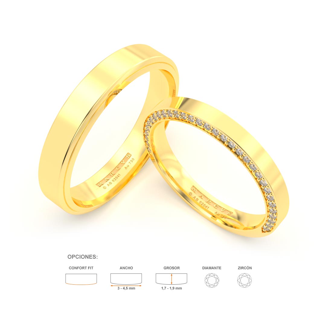 JOSIANE WEDDING RINGS 18K YELLOW GOLD - MARCVS JOYEROS