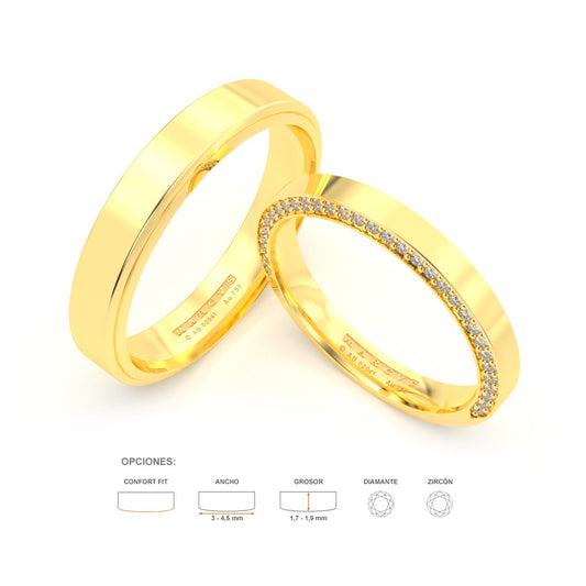 KYLIE ANILLOS DE BODA ORO AMARILLO 18K - JOYERIA MARCVS