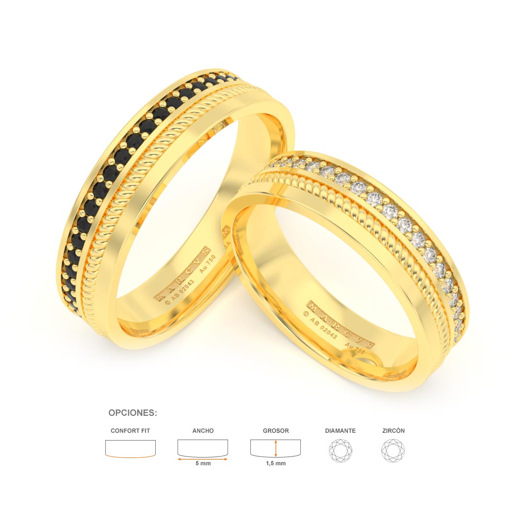 LOWAN ANILLOS DE BODA ORO AMARILLO 18K - JOYERIA MARCVS