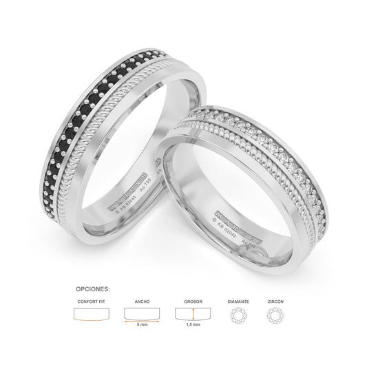 LOWAN ANILLOS DE BODA ORO BLANCO 18K - JOYERIA MARCVS