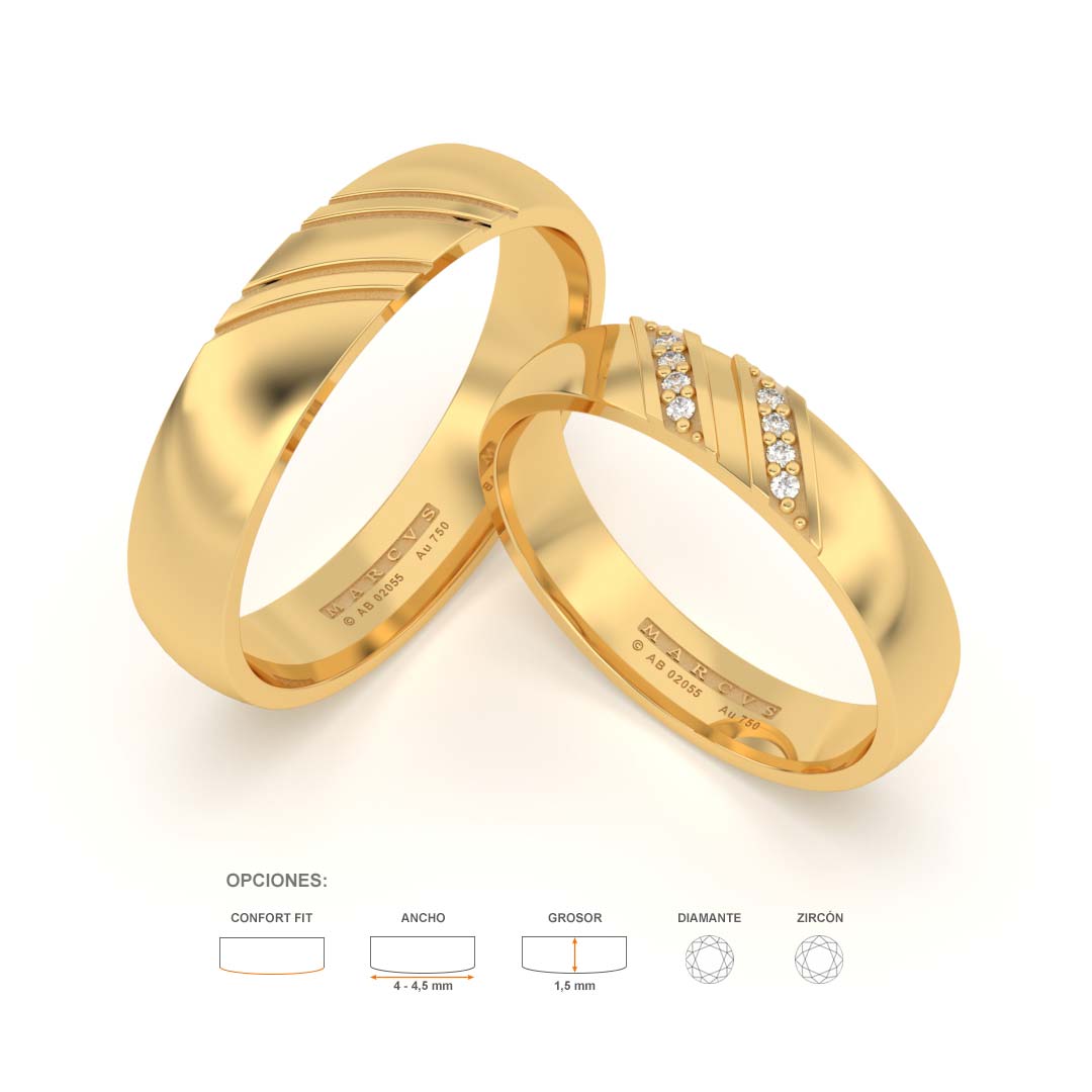 MONAROH ANILLOS DE BODA ORO AMARILLO 18K - JOYERIA MARCVS