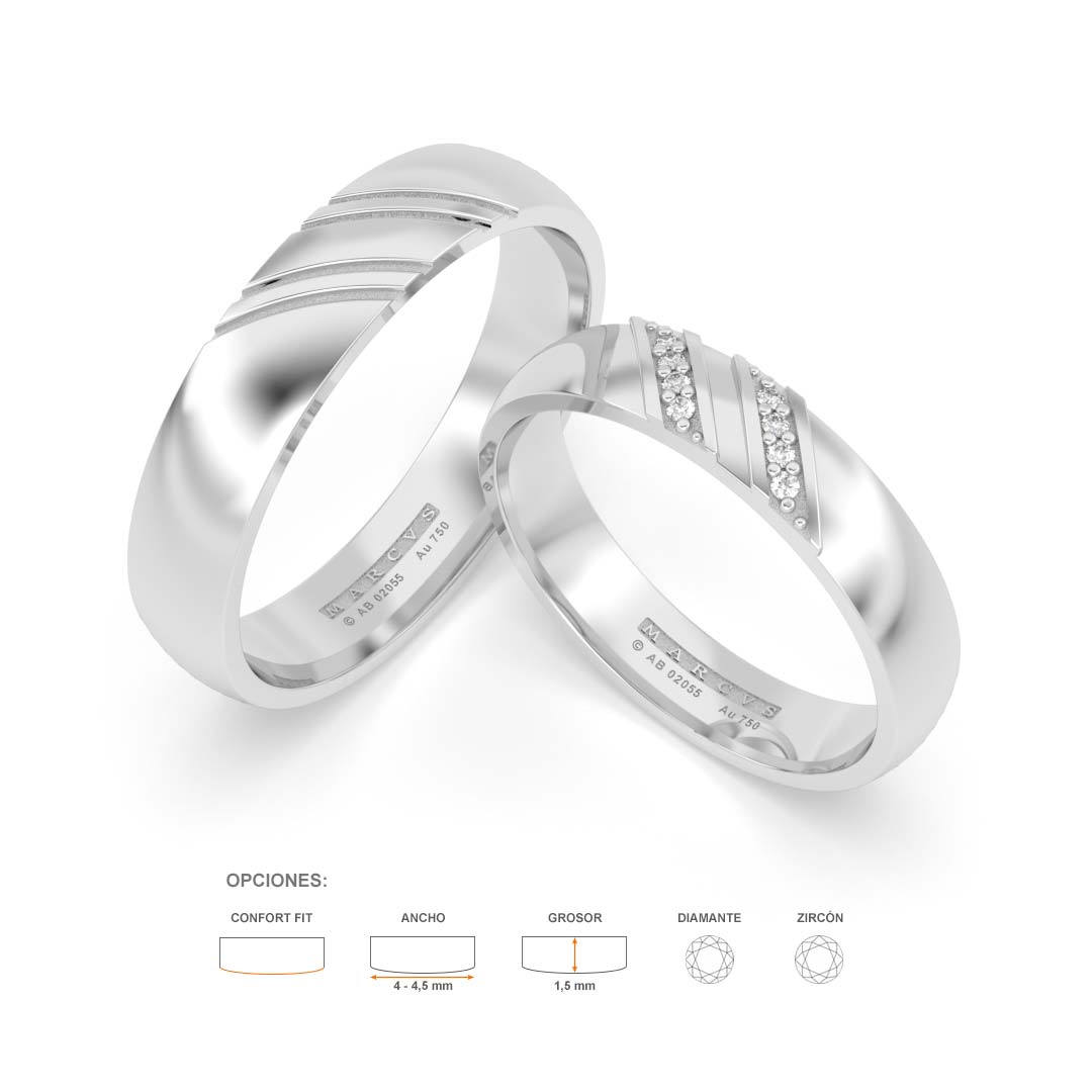 MONAROH ANILLOS DE BODA ORO BLANCO 18K - JOYERIA MARCVS