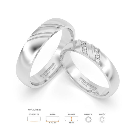 MONAROH ANILLOS DE BODA ORO BLANCO 18K - JOYERIA MARCVS