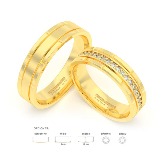 OMMEO ANILLOS DE BODA ORO AMARILLO 18K - JOYERIA MARCVS