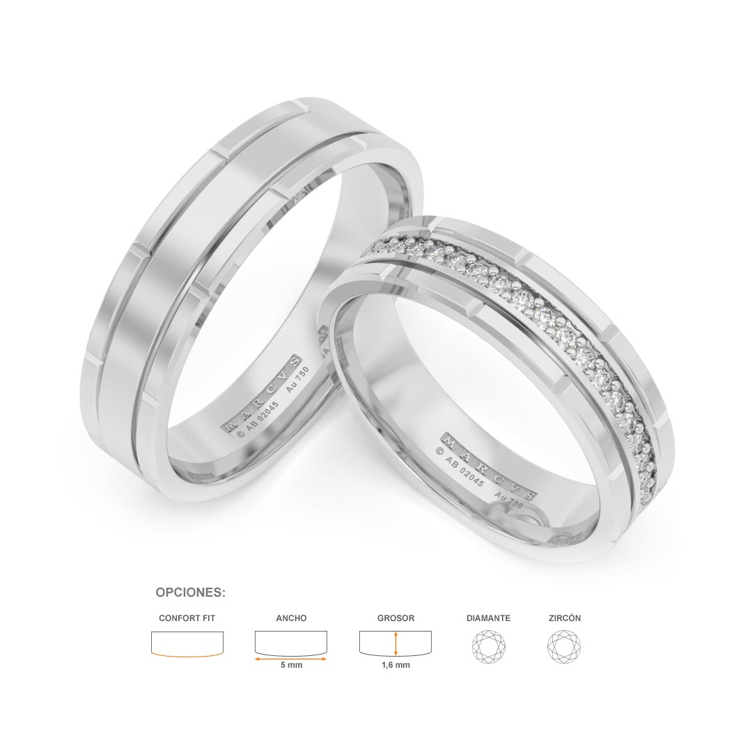 OMMEO ANILLOS DE BODA ORO BLANCO 18K - JOYERIA MARCVS