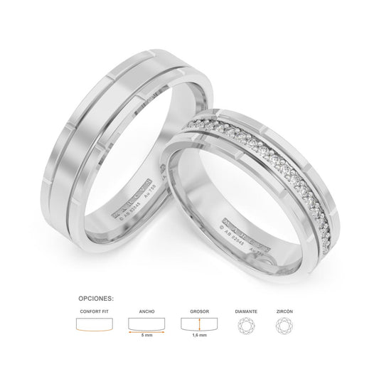 OMMEO ANILLOS DE BODA ORO BLANCO 18K - JOYERIA MARCVS