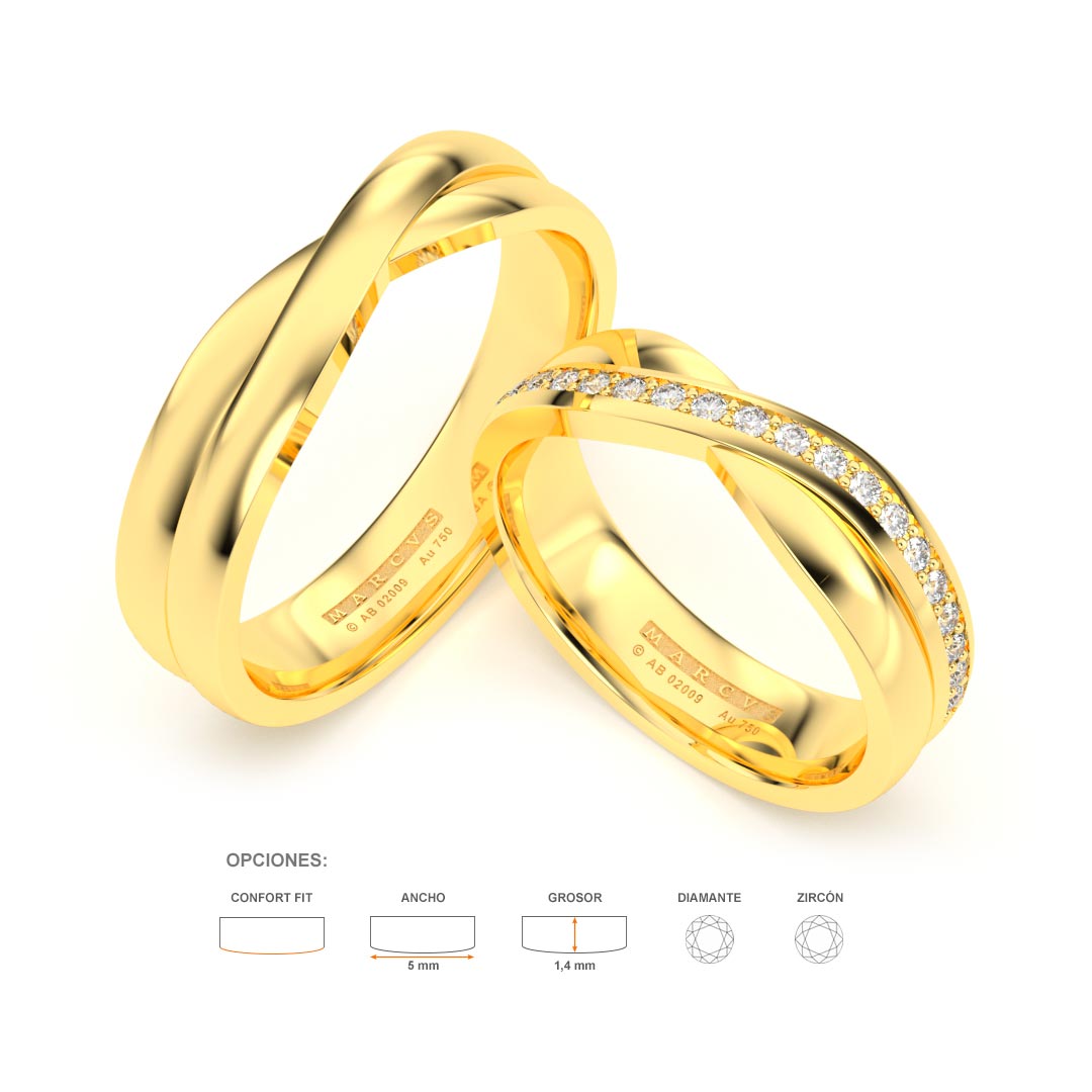 JOSIANE WEDDING RINGS 18K YELLOW GOLD - MARCVS JOYEROS