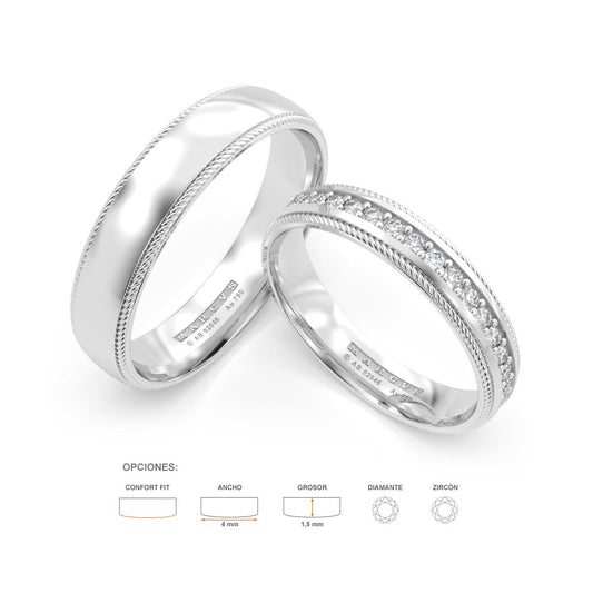 SAVANNAH ANILLOS DE BODA ORO BLANCO 18K - JOYERIA MARCVS