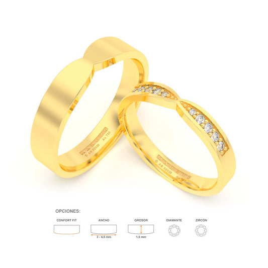 TARNI ANILLOS DE BODA ORO AMARILLO 18K - JOYERIA MARCVS