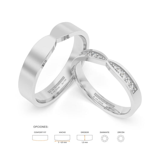 TARNI ANILLOS DE BODA ORO BLANCO 18K - JOYERIA MARCVS