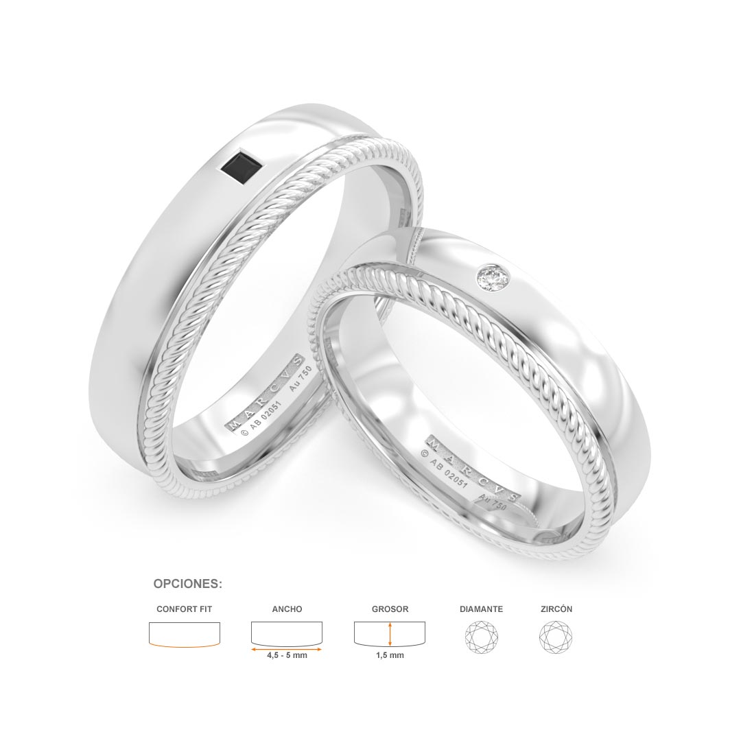 TIDAM ANILLOS DE BODA ORO BLANCO 18K - JOYERIA MARCVS