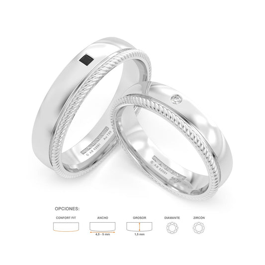 TIDAM ANILLOS DE BODA ORO BLANCO 18K - JOYERIA MARCVS