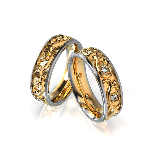 VINCENZA WEDDING RINGS 18K YELLOW GOLD - MARCVS JOYEROS