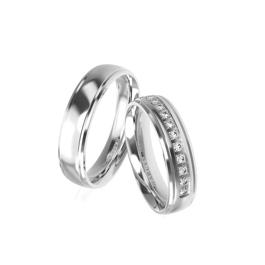 AUBREY WEDDING RINGS 18K WHITE GOLD - MARCVS JOYEROS