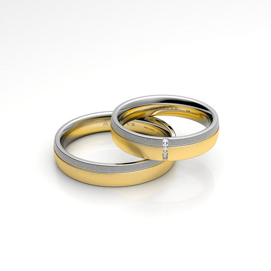 ELEA WEDDING RINGS 18K YELLOW WHITE GOLD - MARCVS JOYEROS