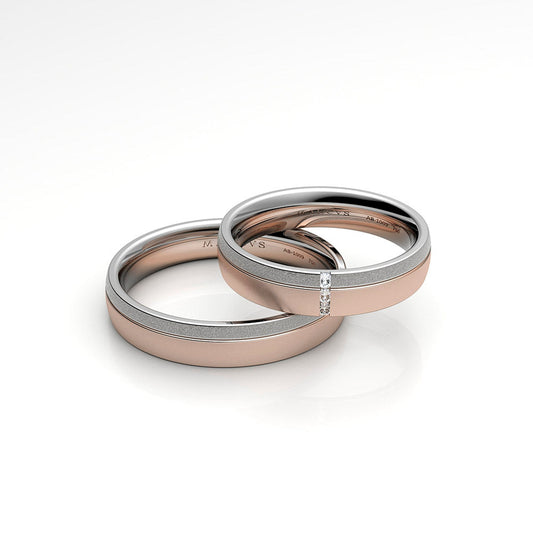 ELEA WEDDING RINGS 18K WHITE ROSE GOLD - MARCVS JOYEROS