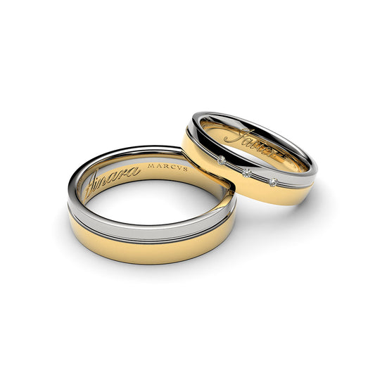 PIERRE WEDDING RINGS 18K YELLOW GOLD - MARCVS JOYEROS