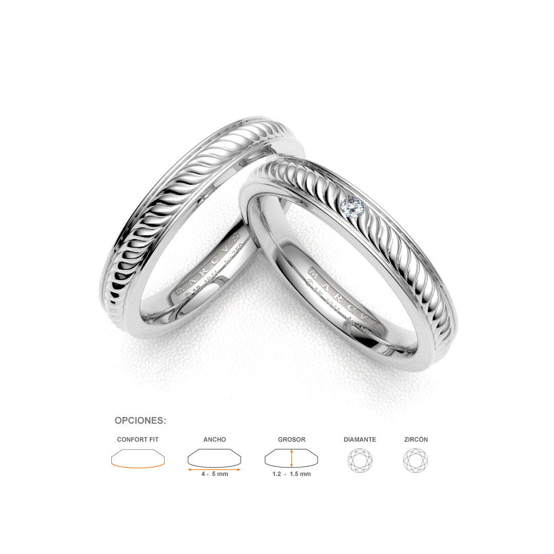 ALIONA WEDDING RINGS 18K WHITE GOLD - MARCVS JOYEROS