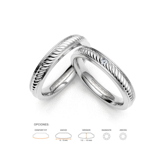 ALIONA WEDDING RINGS 18K WHITE GOLD - MARCVS JOYEROS