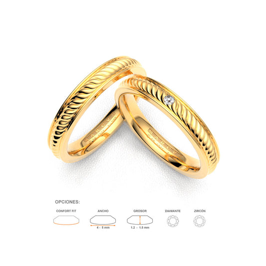 ALIONA WEDDING RINGS 18K YELLOW GOLD - MARCVS JOYEROS
