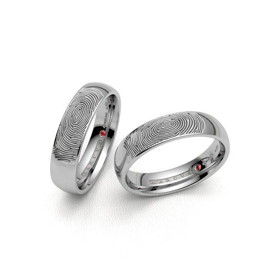 FINGERPRINT WEDDING RINGS 18K WHITE GOLD - MARCVS JOYEROS