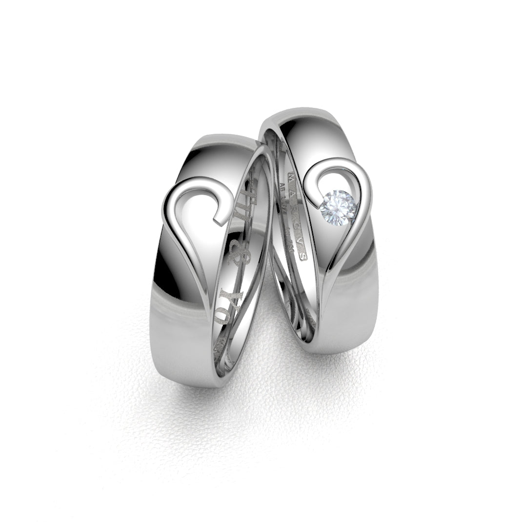 CUORE WEDDING RINGS 18K WHITE GOLD - MARCVS JOYEROS
