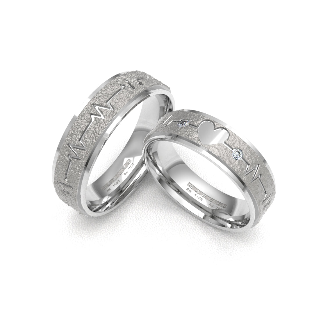 FANCY WEDDING RINGS 18K WHITE GOLD - MARCVS JOYEROS