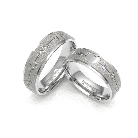 ELECTROGRAMA ANILLOS DE BODA ORO BLANCO 18K - MARCVS JOYEROS