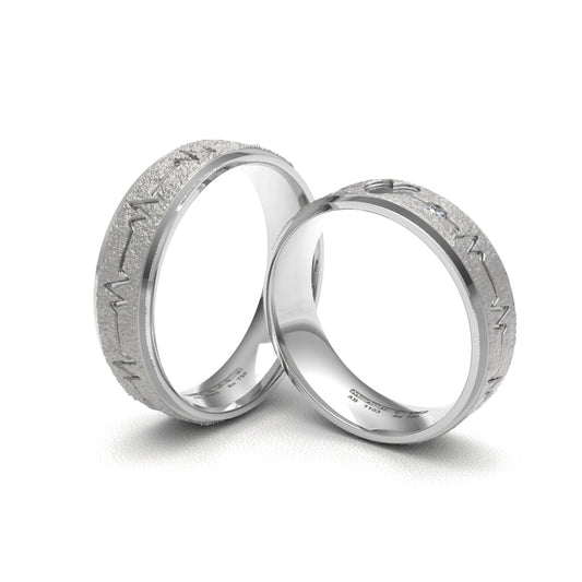 ELECTROGRAMA ANILLOS DE BODA ORO BLANCO 18K - MARCVS JOYEROS