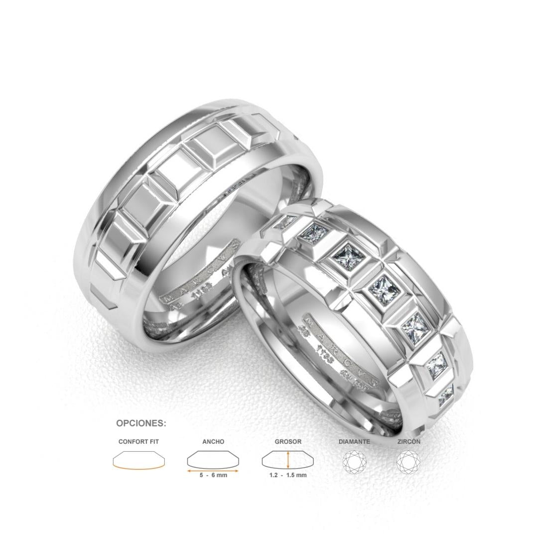 NARUHITO WEDDING RINGS 18K WHITE GOLD - MARCVS JOYEROS