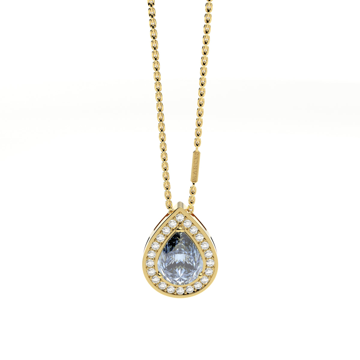 18K YELLOW GOLD AND AQUAMARINE CHARM PENDANT - MARCVS JOYEROS
