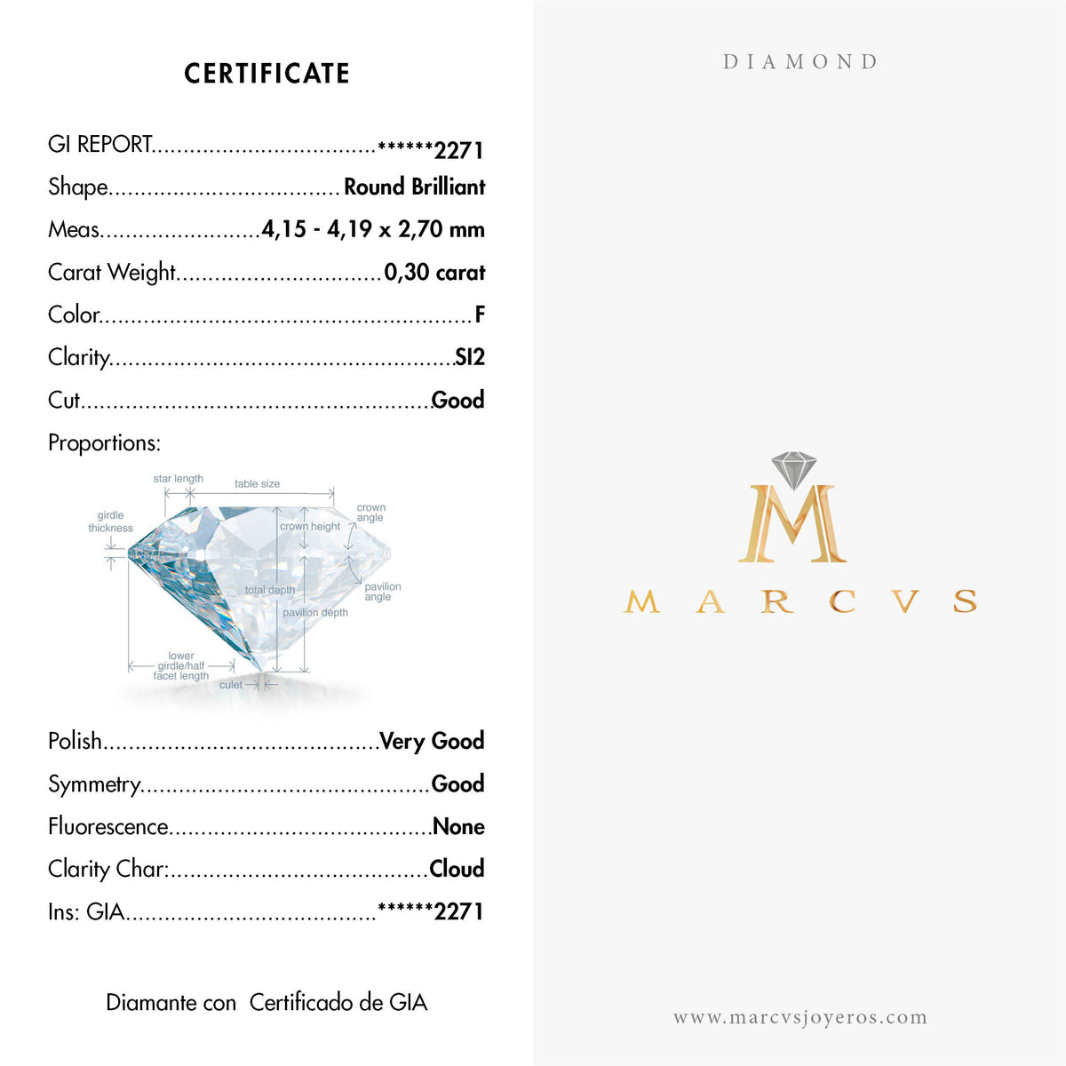 NATURAL DIAMOND DN2022CD62271GIA - MARCVS JOYEROS