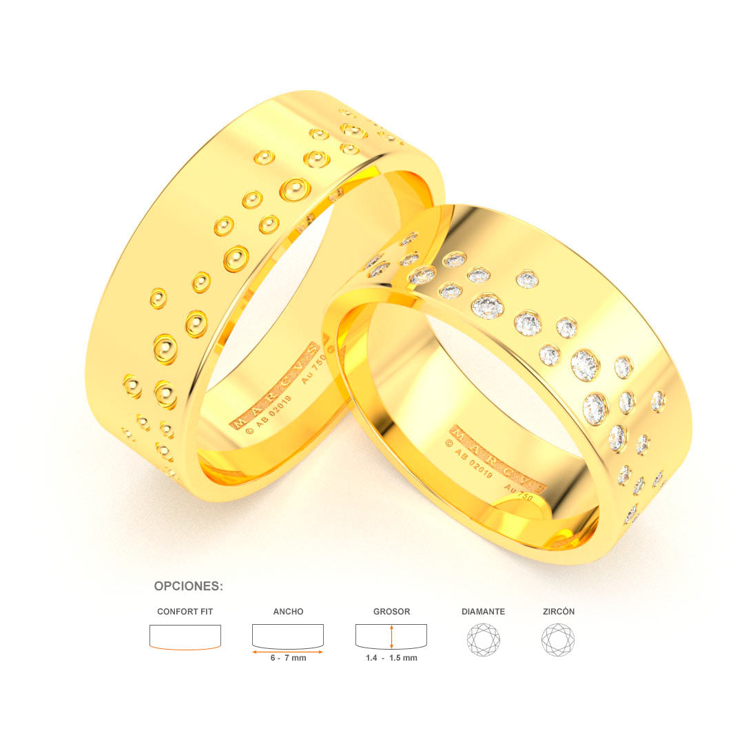 ANNIK WEDDING RINGS 18K YELLOW GOLD - MARCVS JOYEROS
