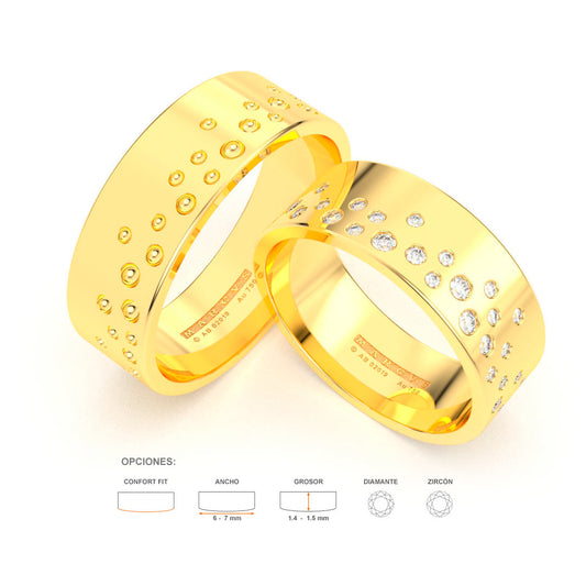 ANNIK WEDDING RINGS 18K YELLOW GOLD - MARCVS JOYEROS
