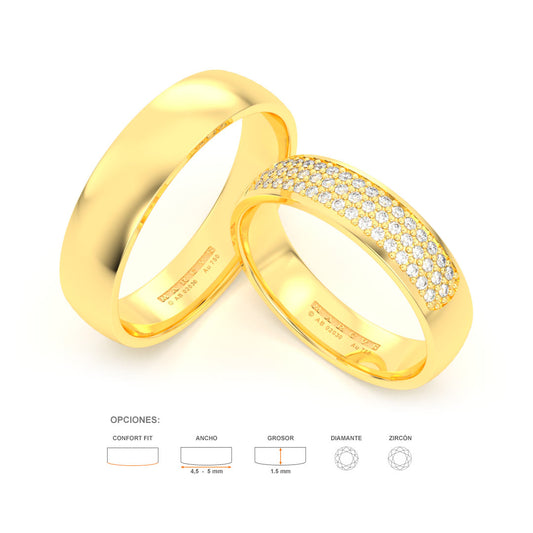 JOSIANE WEDDING RINGS 18K YELLOW GOLD - MARCVS JOYEROS