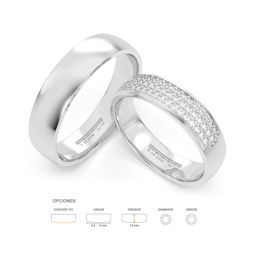 JOSIANE WEDDING RINGS 18K WHITE GOLD - MARCVS JOYEROS